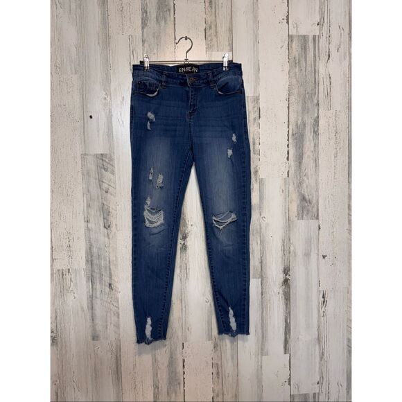 ENJEAN Distressed Skinny Jeans Medium Wash Size 9 Women’s - Picture 1 of 12